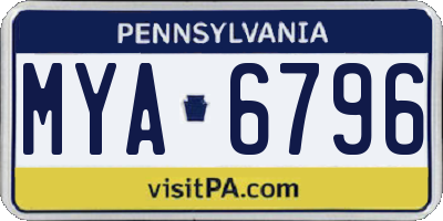 PA license plate MYA6796