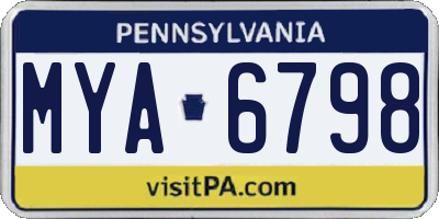 PA license plate MYA6798