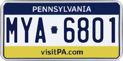 PA license plate MYA6801