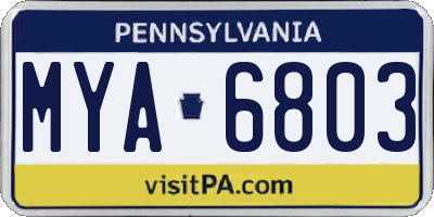 PA license plate MYA6803
