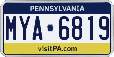 PA license plate MYA6819