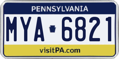 PA license plate MYA6821