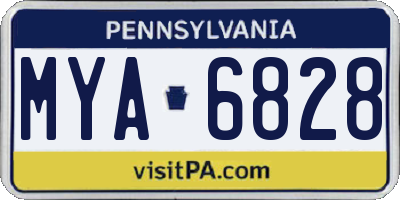 PA license plate MYA6828