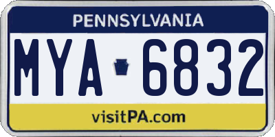 PA license plate MYA6832