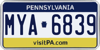PA license plate MYA6839