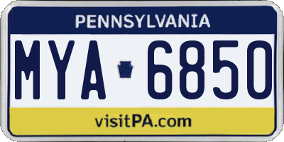 PA license plate MYA6850