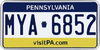 PA license plate MYA6852