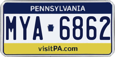 PA license plate MYA6862