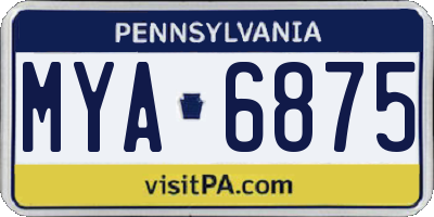 PA license plate MYA6875