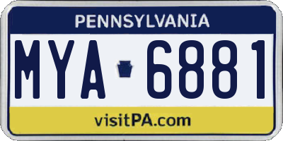 PA license plate MYA6881