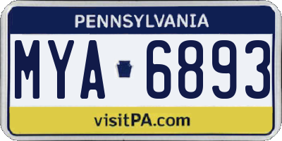 PA license plate MYA6893