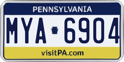 PA license plate MYA6904
