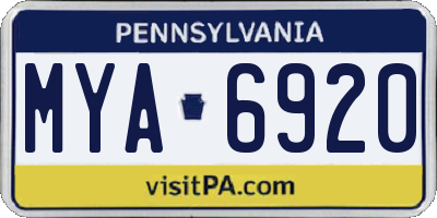 PA license plate MYA6920