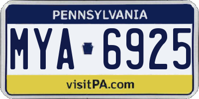 PA license plate MYA6925