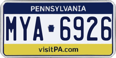 PA license plate MYA6926