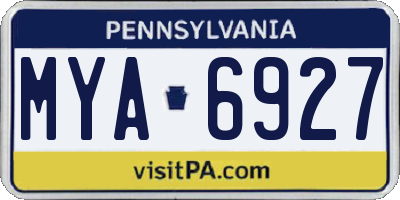 PA license plate MYA6927