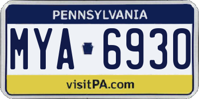 PA license plate MYA6930