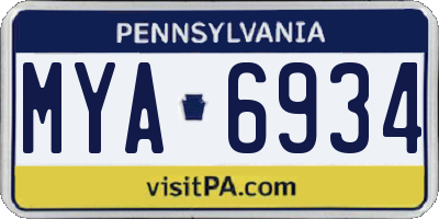 PA license plate MYA6934