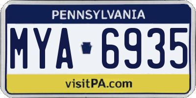 PA license plate MYA6935