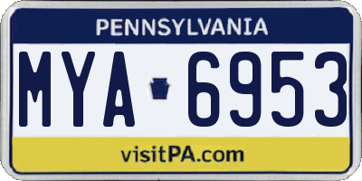 PA license plate MYA6953