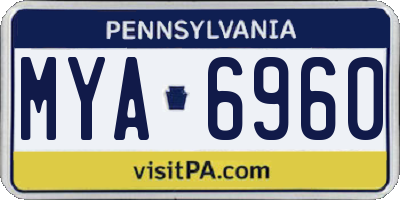 PA license plate MYA6960