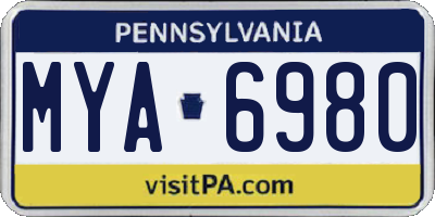 PA license plate MYA6980