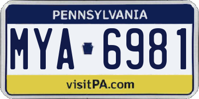PA license plate MYA6981