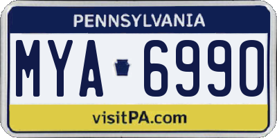 PA license plate MYA6990