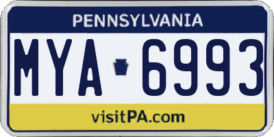 PA license plate MYA6993