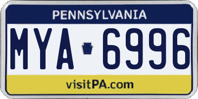 PA license plate MYA6996