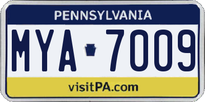 PA license plate MYA7009