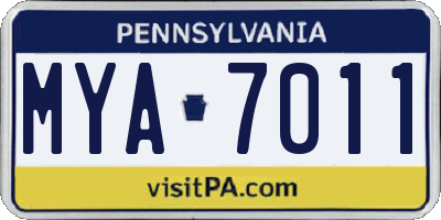 PA license plate MYA7011