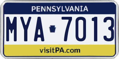 PA license plate MYA7013