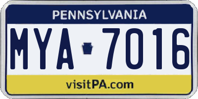 PA license plate MYA7016