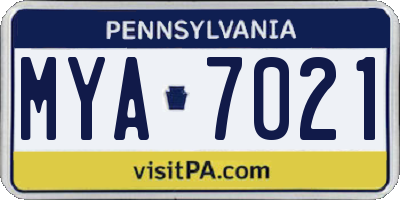PA license plate MYA7021