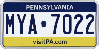 PA license plate MYA7022