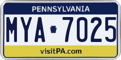 PA license plate MYA7025