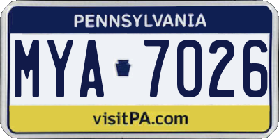 PA license plate MYA7026