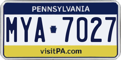 PA license plate MYA7027