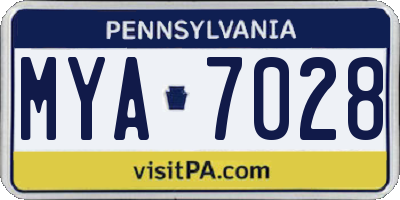 PA license plate MYA7028