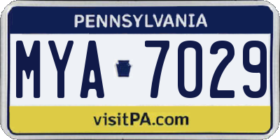 PA license plate MYA7029
