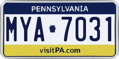 PA license plate MYA7031