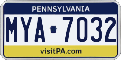 PA license plate MYA7032