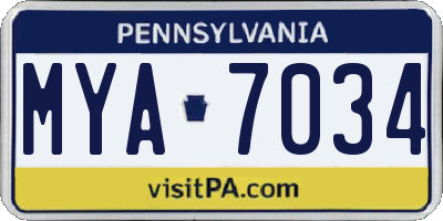 PA license plate MYA7034
