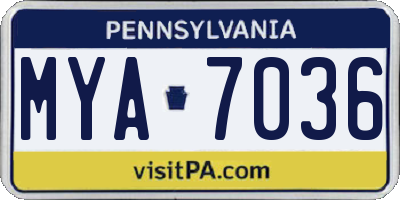 PA license plate MYA7036