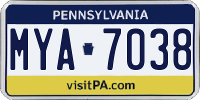 PA license plate MYA7038