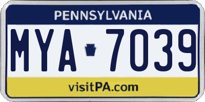 PA license plate MYA7039