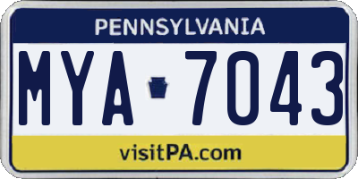 PA license plate MYA7043