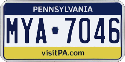PA license plate MYA7046