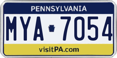 PA license plate MYA7054